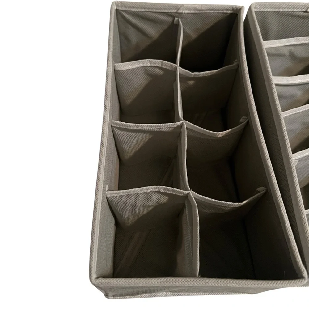 Ikea Drawer Organizers Gray White Zip Bottom Foldable Compact 8/ 6 Compartments